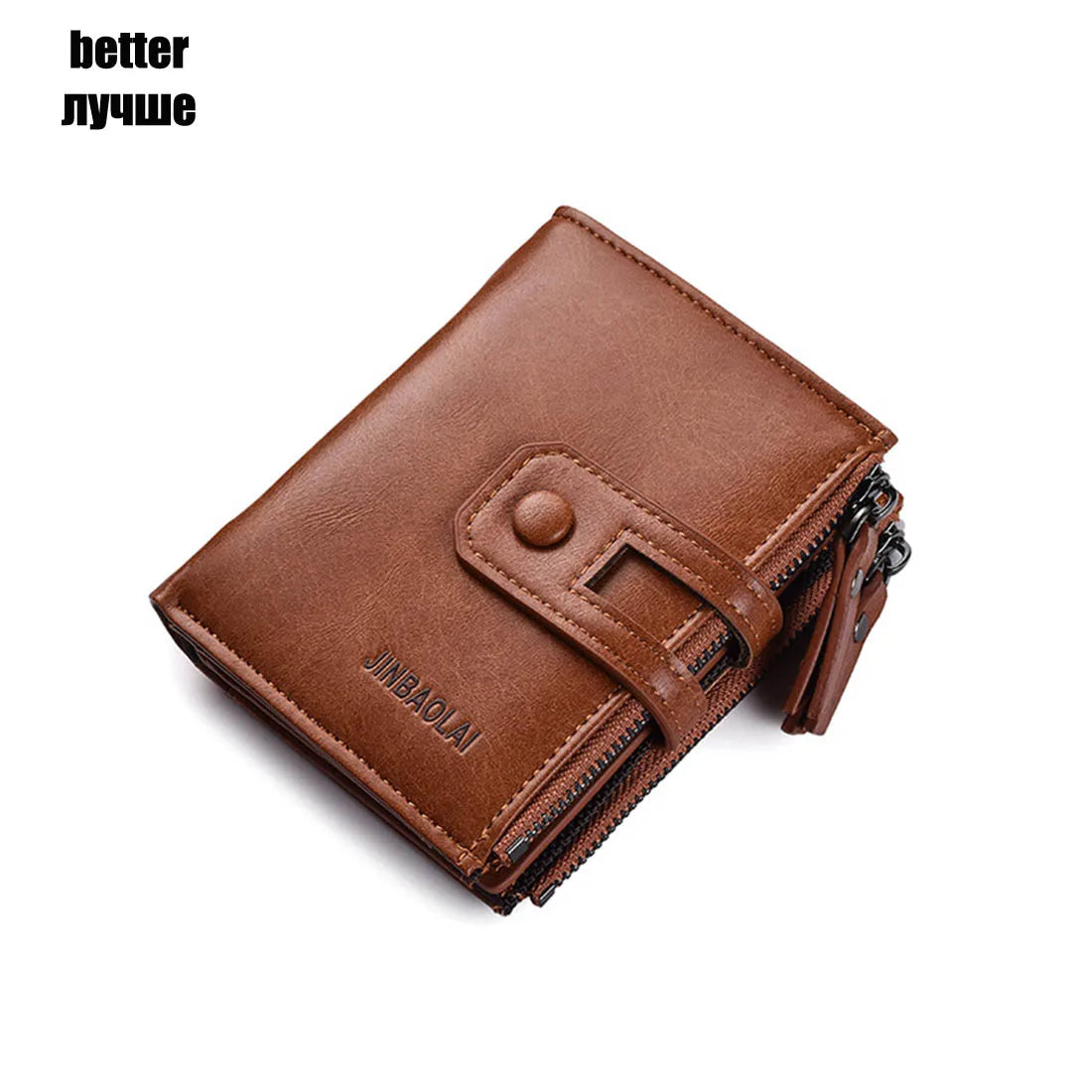 Carteras para Hombre de Cuero PU Vintage | Doble Cremallera | Tarjetero
