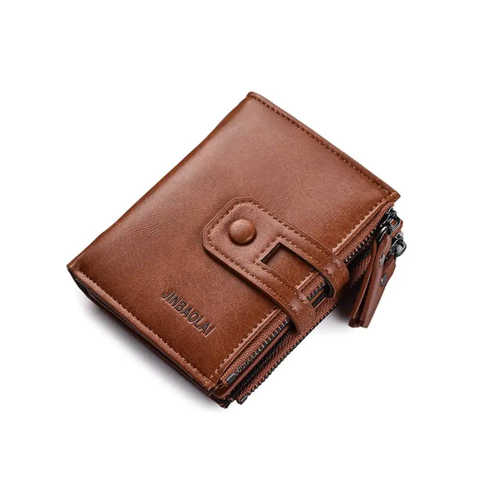 Carteras para Hombre de Cuero PU Vintage | Doble Cremallera | Tarjetero