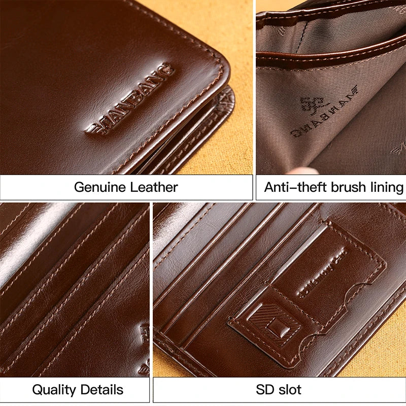 Cartera ManBang Cuero Genuino Hombre | Tarjetero Clásico Corto - Corporación Turística