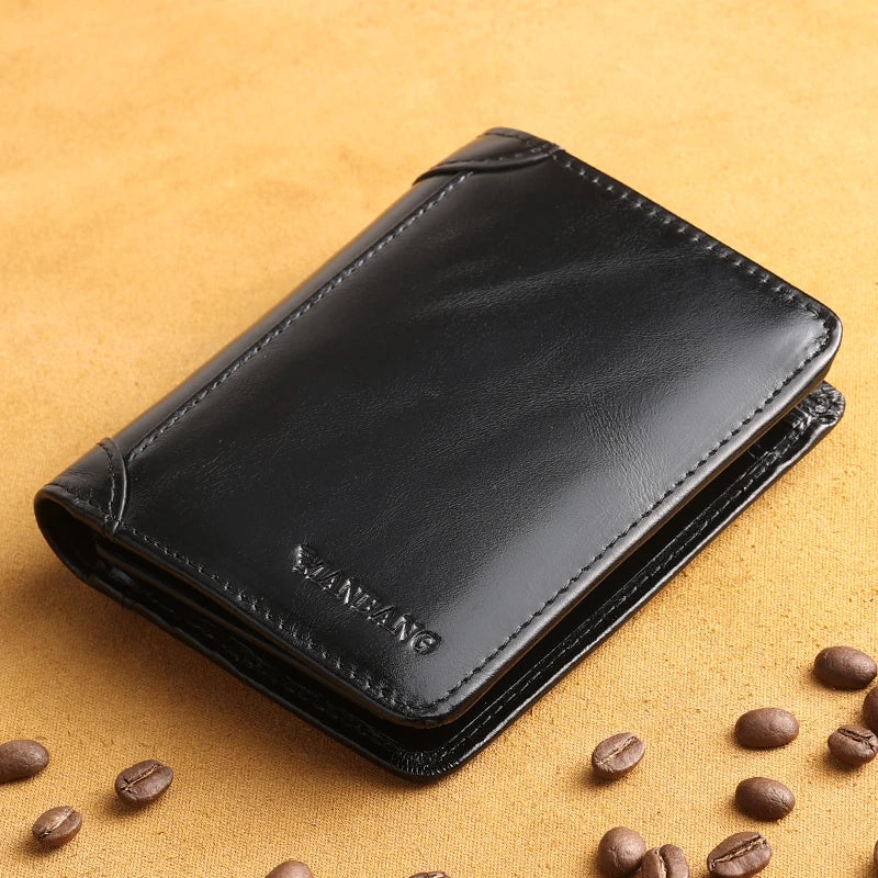 Cartera ManBang Cuero Genuino Hombre | Tarjetero Clásico Corto - Corporación Turística