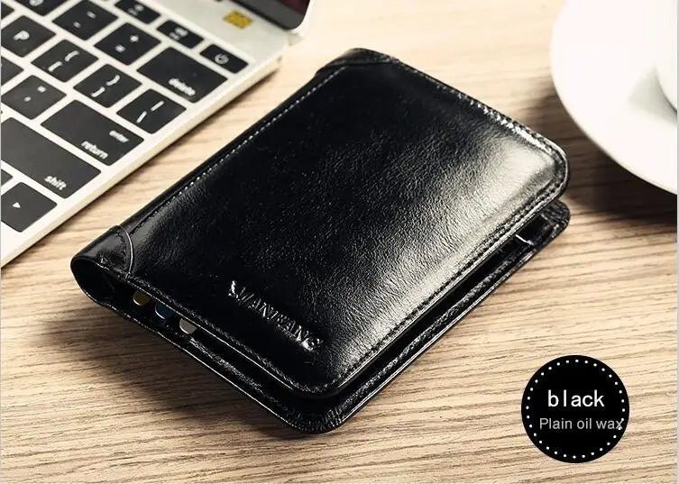 Cartera ManBang Cuero Genuino Hombre | Tarjetero Clásico Corto - Corporación Turística