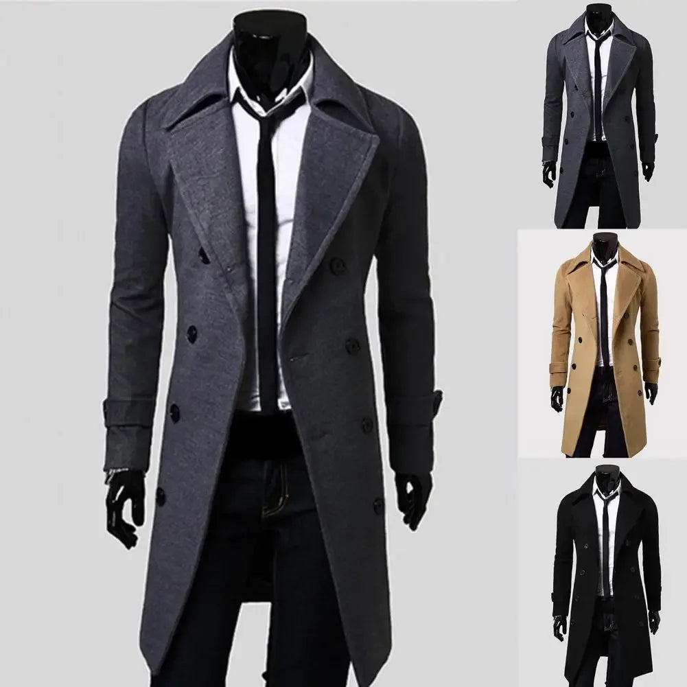 Gabardina Hombre MLSJSHIQI Doble Botonadura Invierno Cálido Casual - Corporación Turística