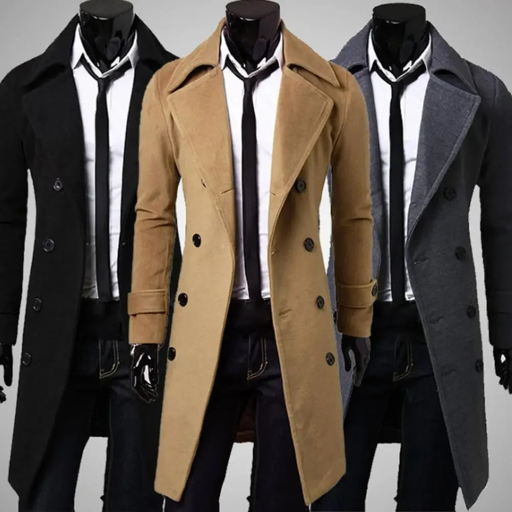Gabardina Hombre MLSJSHIQI Doble Botonadura Invierno Cálido Casual - Corporación Turística