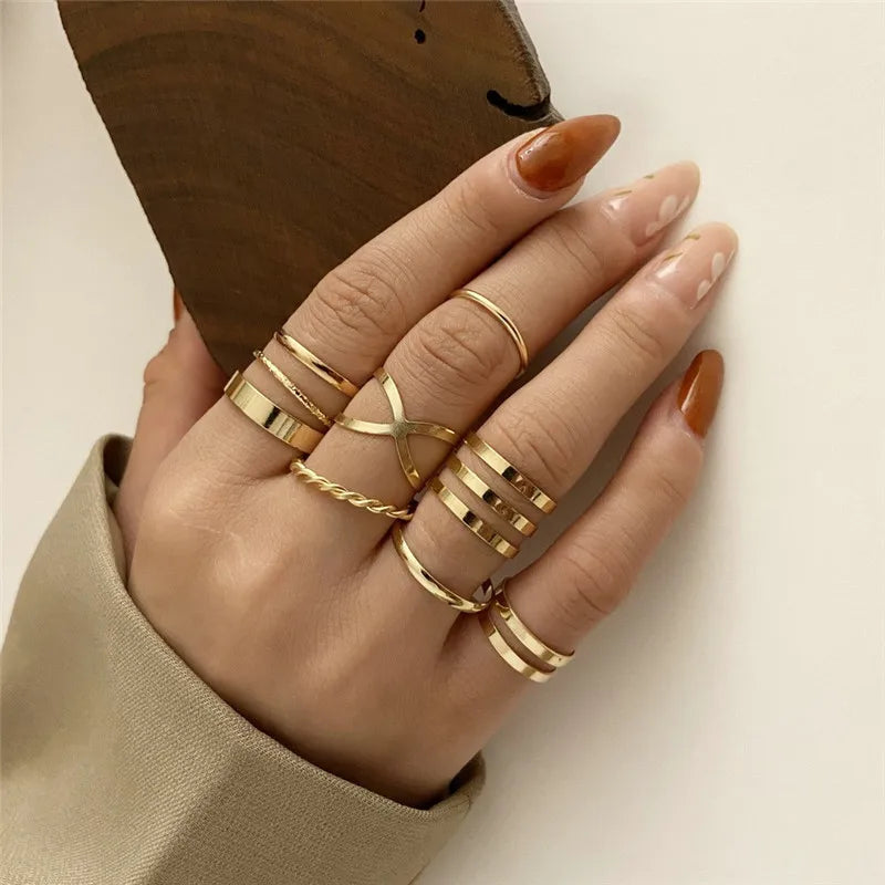 Conjunto Anillos Bohemios Circon Dorados Mujer | Modyle | Regalos Boda - Corporación Turística
