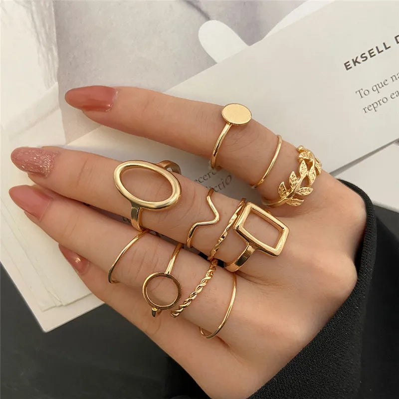 Conjunto Anillos Bohemios Circon Dorados Mujer | Modyle | Regalos Boda - Corporación Turística