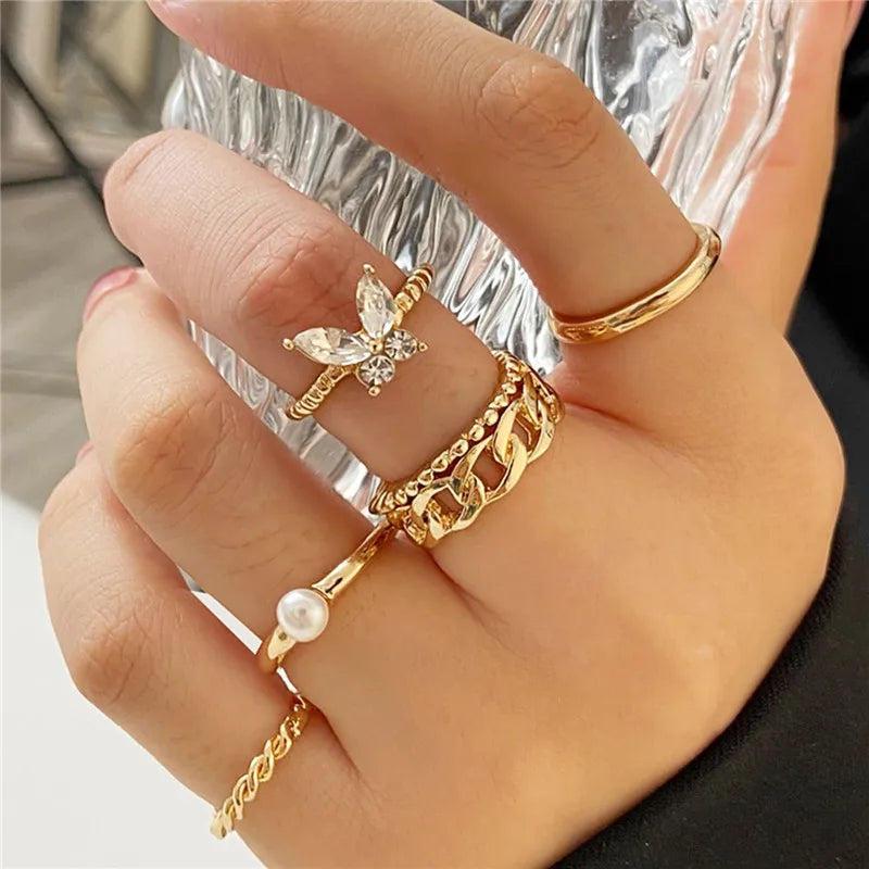Conjunto Anillos Bohemios Circon Dorados Mujer | Modyle | Regalos Boda - Corporación Turística