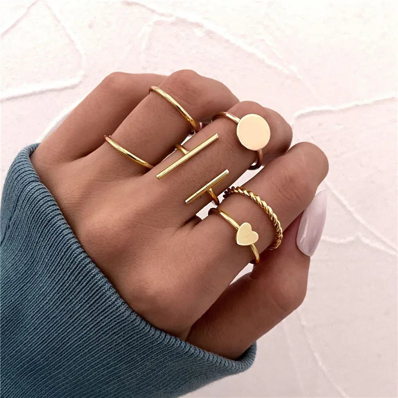 Conjunto Anillos Bohemios Circon Dorados Mujer | Modyle | Regalos Boda - Corporación Turística
