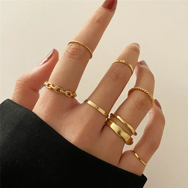 Conjunto Anillos Bohemios Circon Dorados Mujer | Modyle | Regalos Boda - Corporación Turística