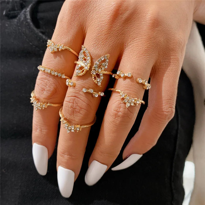 Conjunto Anillos Bohemios Circon Dorados Mujer | Modyle | Regalos Boda - Corporación Turística