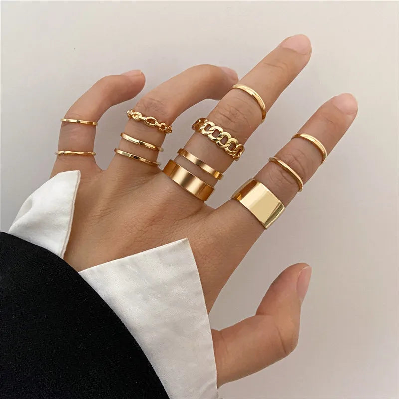 Conjunto Anillos Bohemios Circon Dorados Mujer | Modyle | Regalos Boda - Corporación Turística