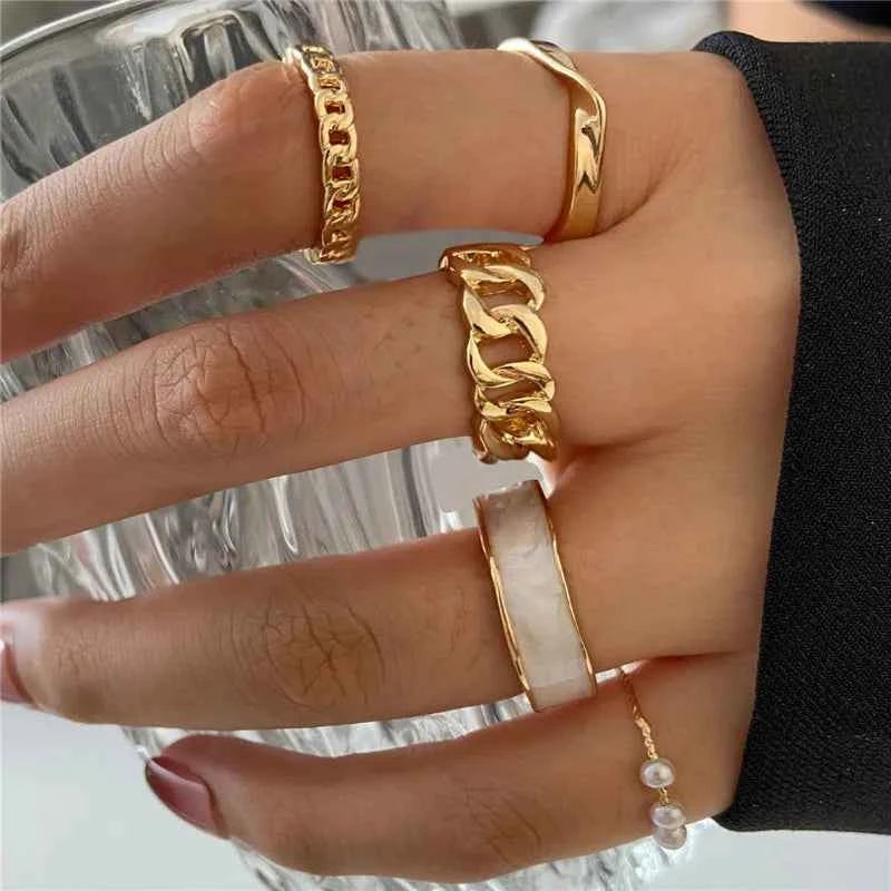 Conjunto Anillos Bohemios Circon: Modyle Oro 18K - Regalo Boda Mujer