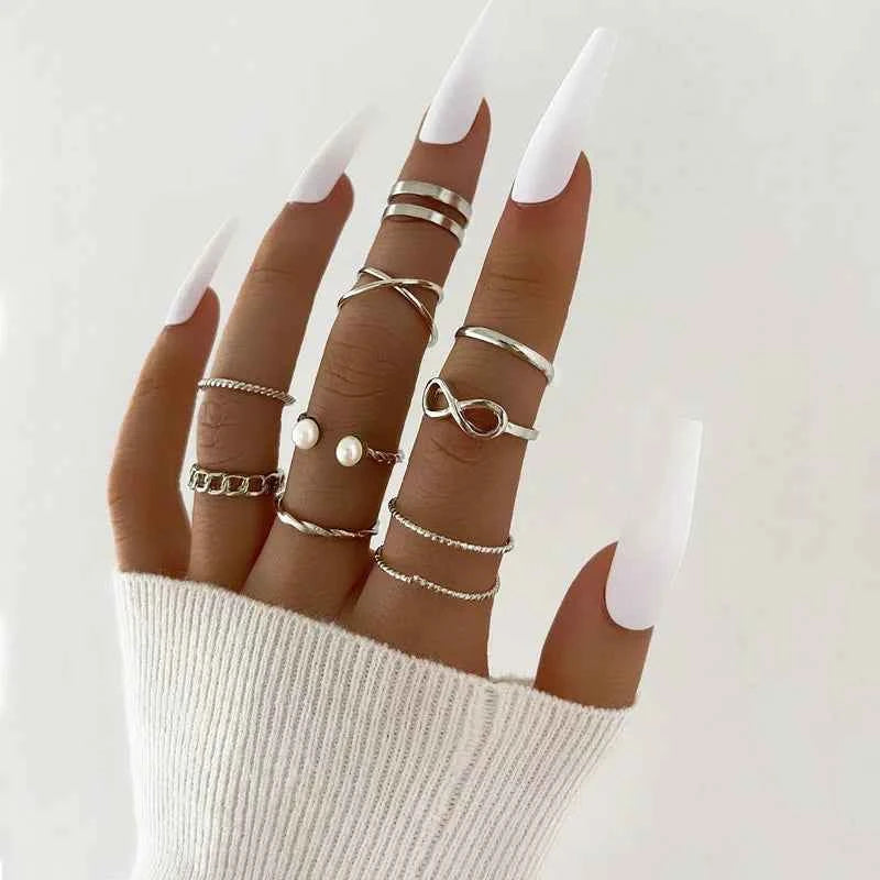 Conjunto Anillos Bohemios Circon: Modyle Oro 18K - Regalo Boda Mujer