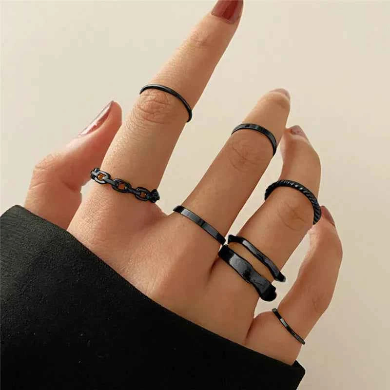 Conjunto Anillos Bohemios Circon: Modyle Oro 18K - Regalo Boda Mujer