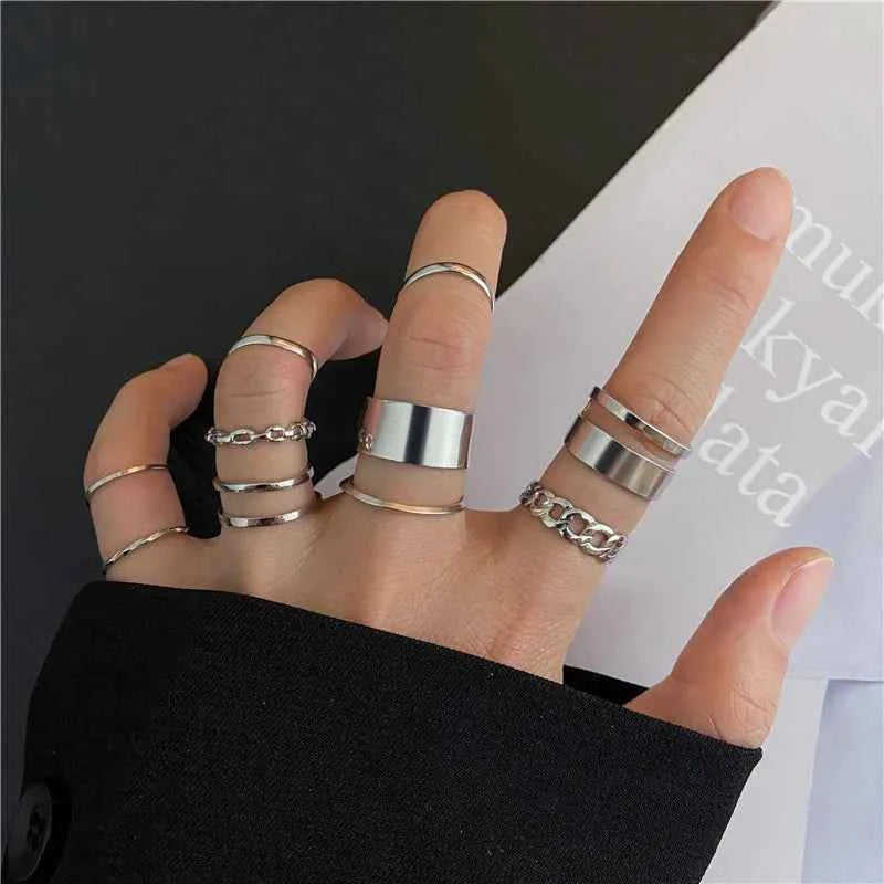 Conjunto Anillos Bohemios Circon: Modyle Oro 18K - Regalo Boda Mujer