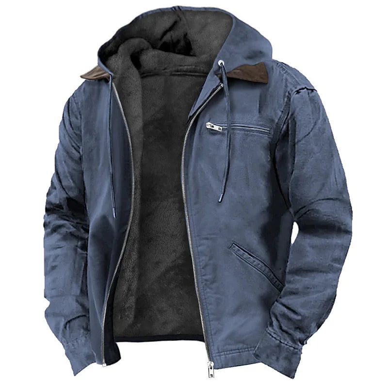 Chaqueta Polar Hombre Otoño Invierno con Capucha Cremallera Casual - Corporación Turística