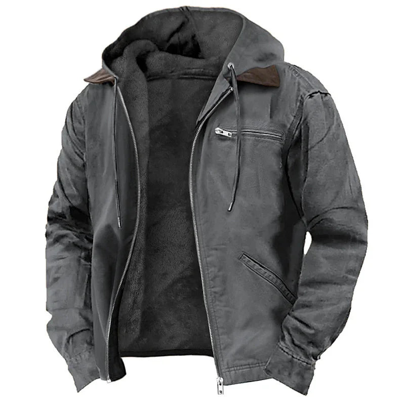 Chaqueta Polar Hombre Otoño Invierno con Capucha Cremallera Casual - Corporación Turística