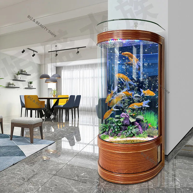 Acuario Semicircular Grande OAKCIA Autolimpieza | Pecera Moderna