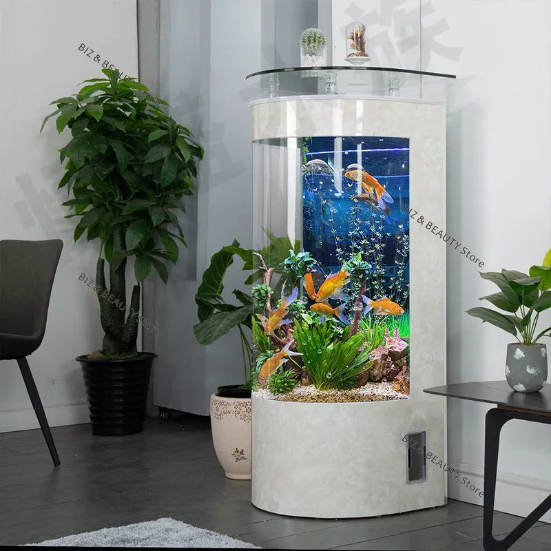 Acuario Semicircular Grande OAKCIA Autolimpieza | Pecera Moderna