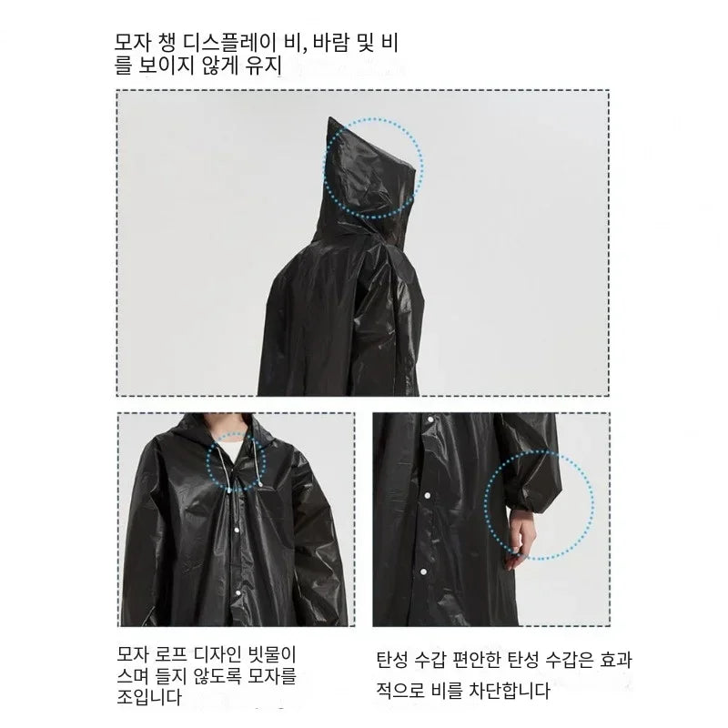 Chubasquero Unisex EVA Negro 145x68cm Impermeable para Acampar