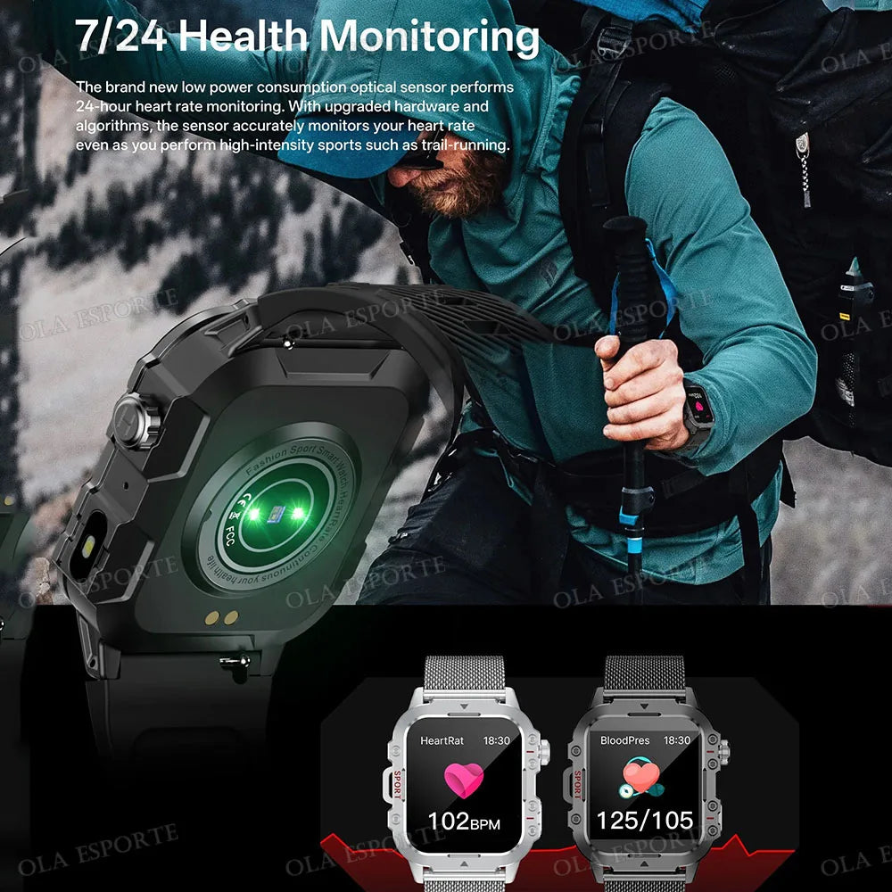 Reloj Militar 2026 Hombre: Pantalla HD 2.01", Linterna LED, Bluetooth