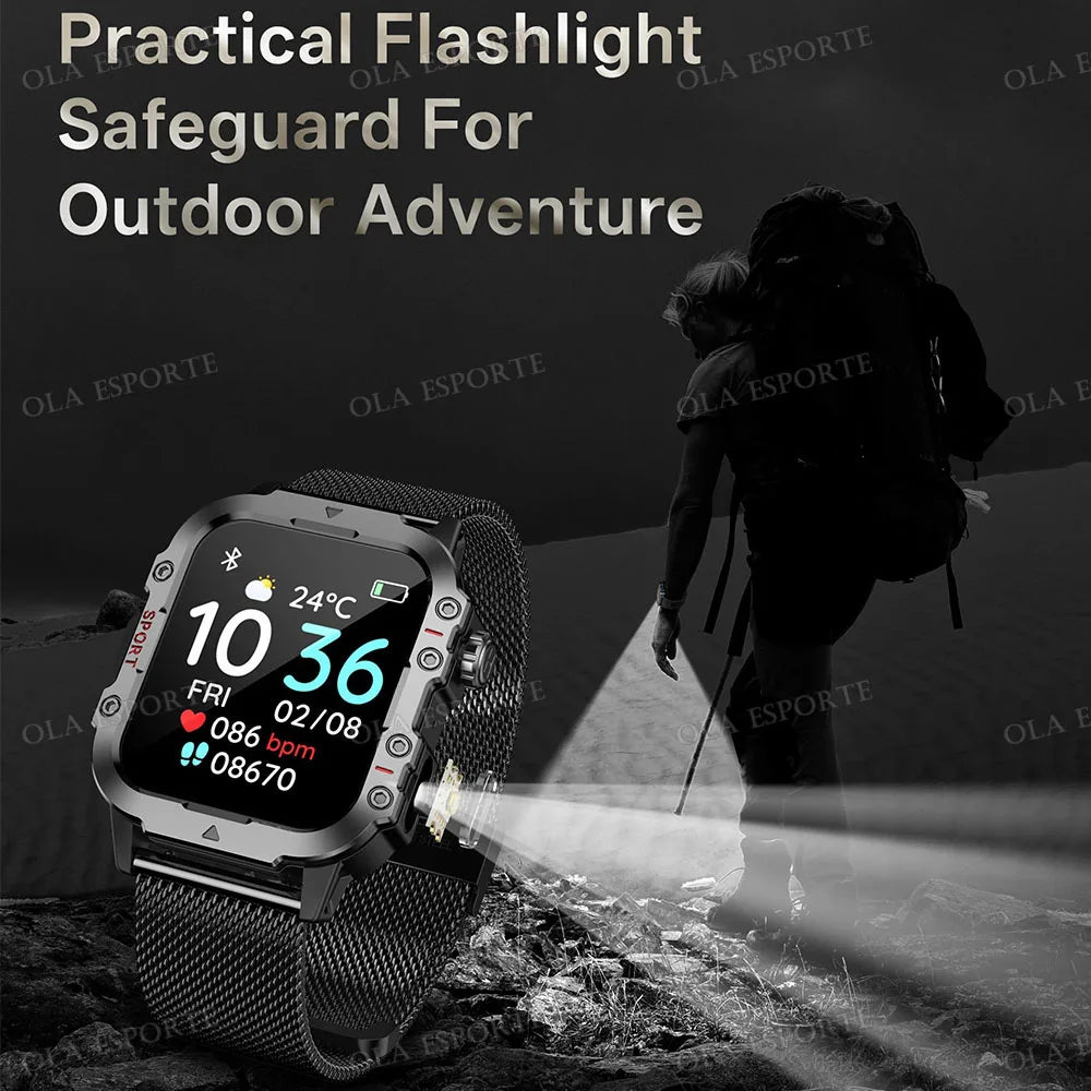 Reloj Militar 2026 Hombre: Pantalla HD 2.01", Linterna LED, Bluetooth