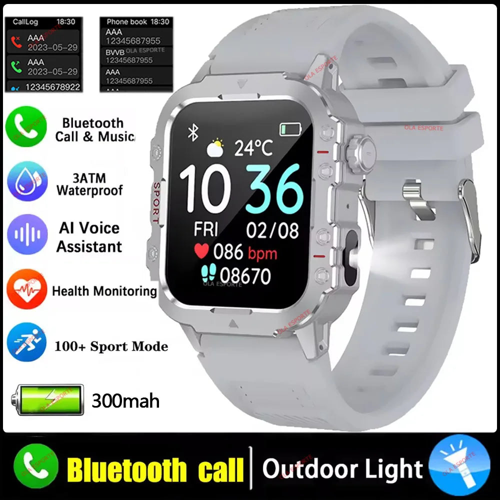 Reloj Militar 2026 Hombre: Pantalla HD 2.01", Linterna LED, Bluetooth