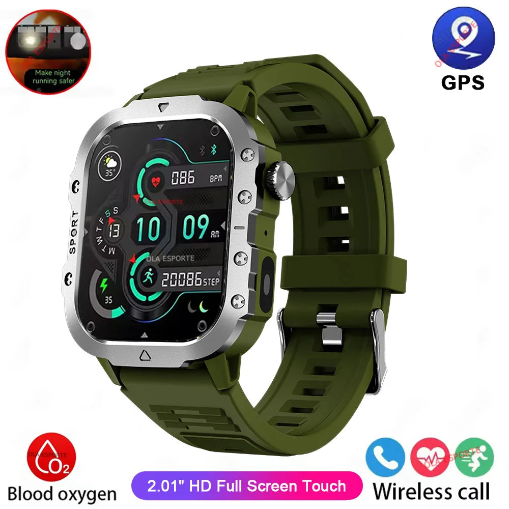 Reloj Militar 2026 Hombre: Pantalla HD 2.01", Linterna LED, Bluetooth