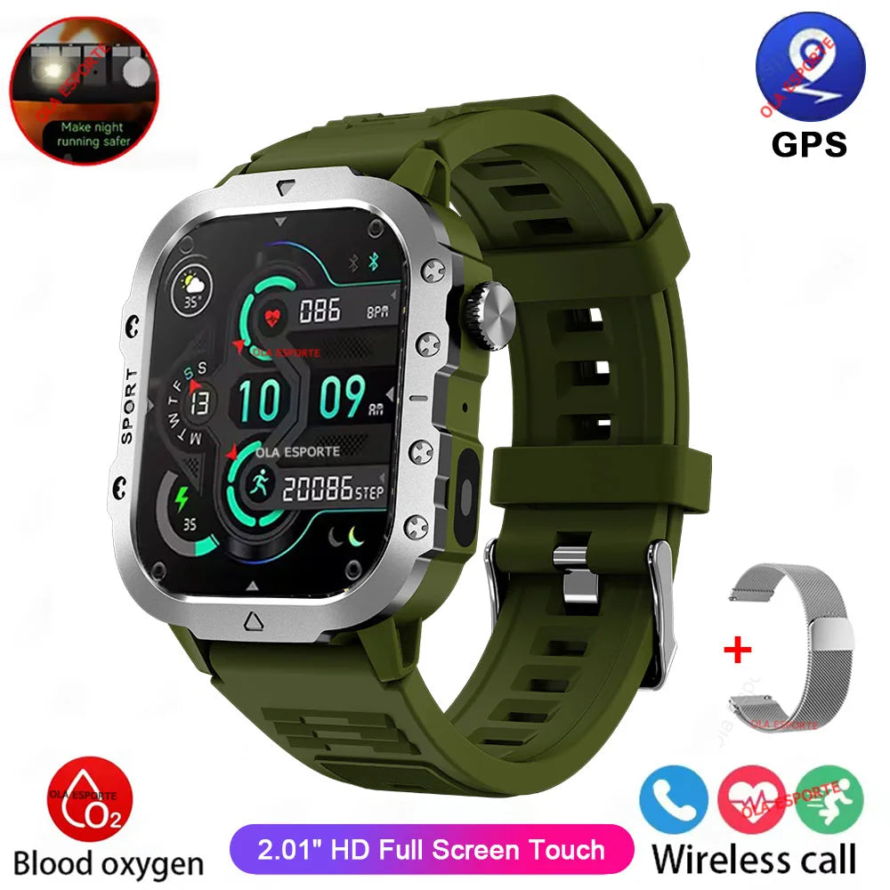 Reloj Militar 2026 Hombre: Pantalla HD 2.01", Linterna LED, Bluetooth