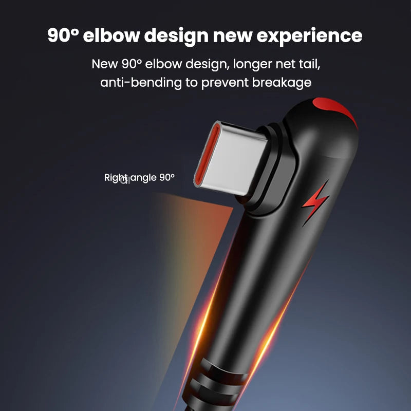 Cable USB-C 120W 90° Codo Carga Rápida Huawei Xiaomi Samsung - Corporación Turística
