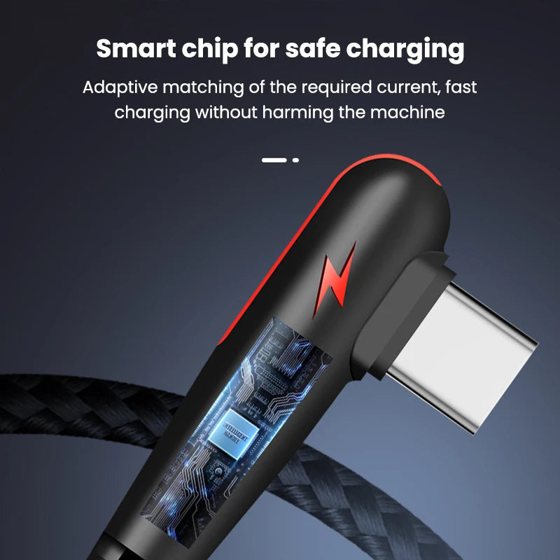 Cable USB-C 120W 90° Codo Carga Rápida Huawei Xiaomi Samsung - Corporación Turística