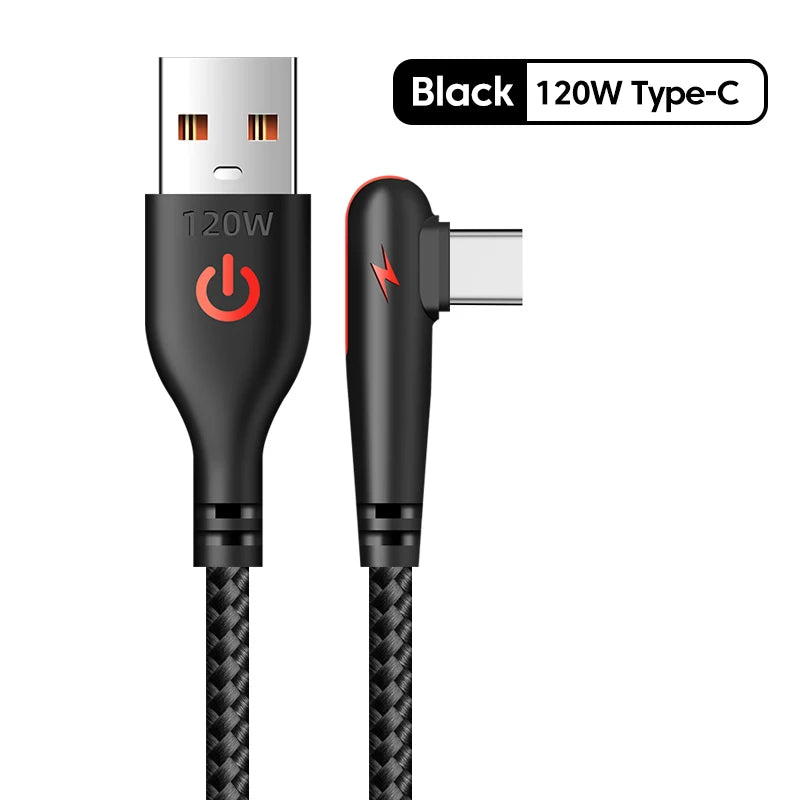 Cable USB-C 120W 90° Codo Carga Rápida Huawei Xiaomi Samsung - Corporación Turística