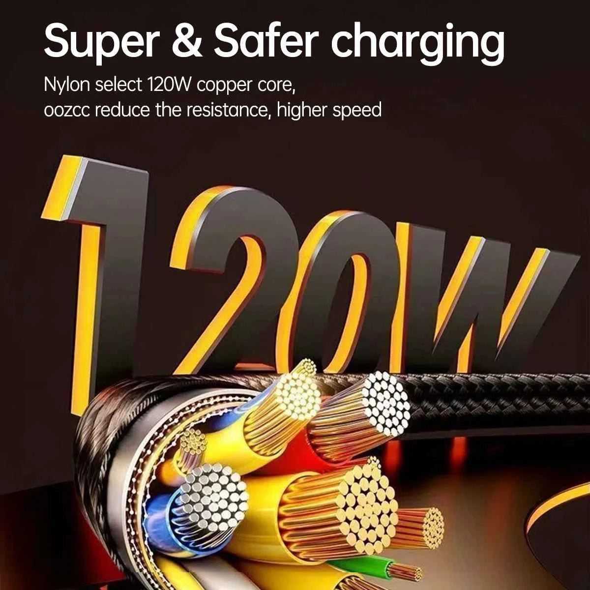 OOZCC Cable USB C Carga Rápida 120W LED 6A - Carga y Datos Seguros