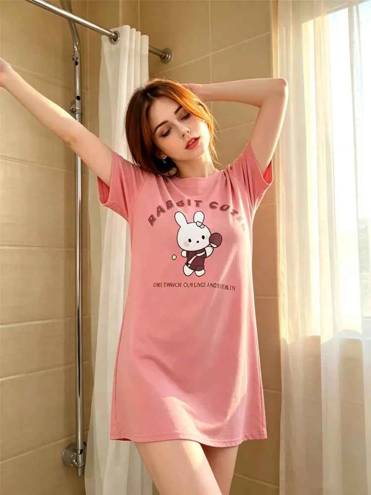Camisón Dibujos Animados Mujer Suave Algodón Verano/Invierno