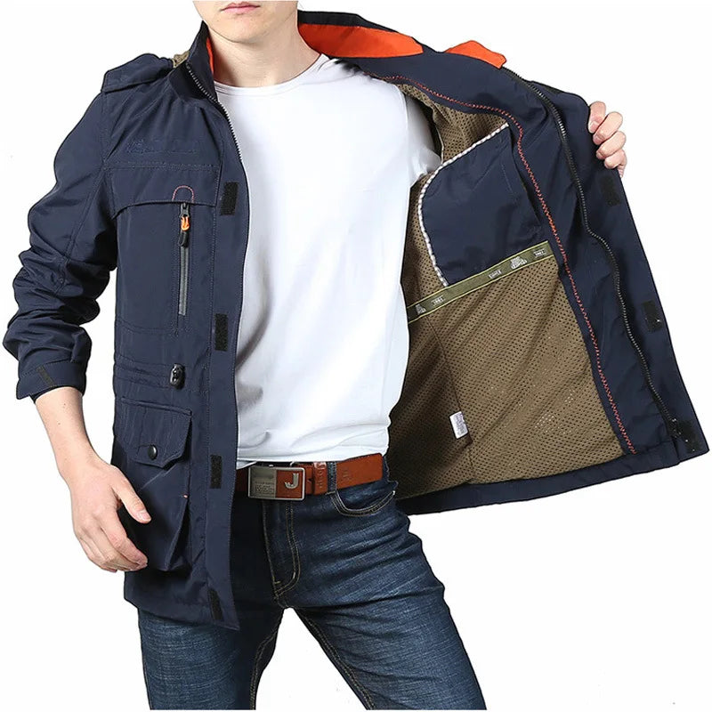 Chaqueta Táctica R windproof Hombre | Impermeable con Capucha | Senderismo