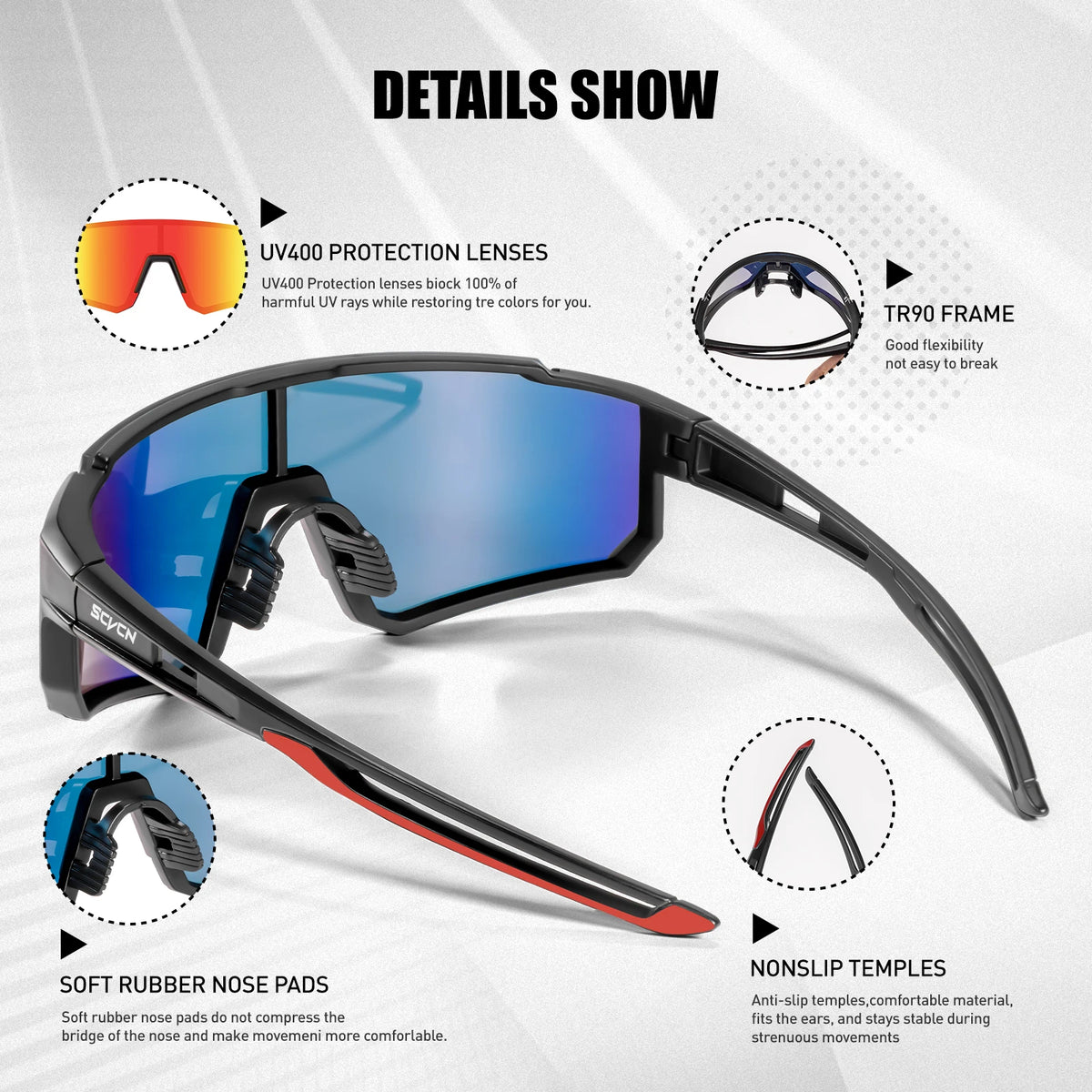 Gafas Ciclismo SCVCN UV400 Deportivas Montaña Hombre Mujer - Corporación Turística
