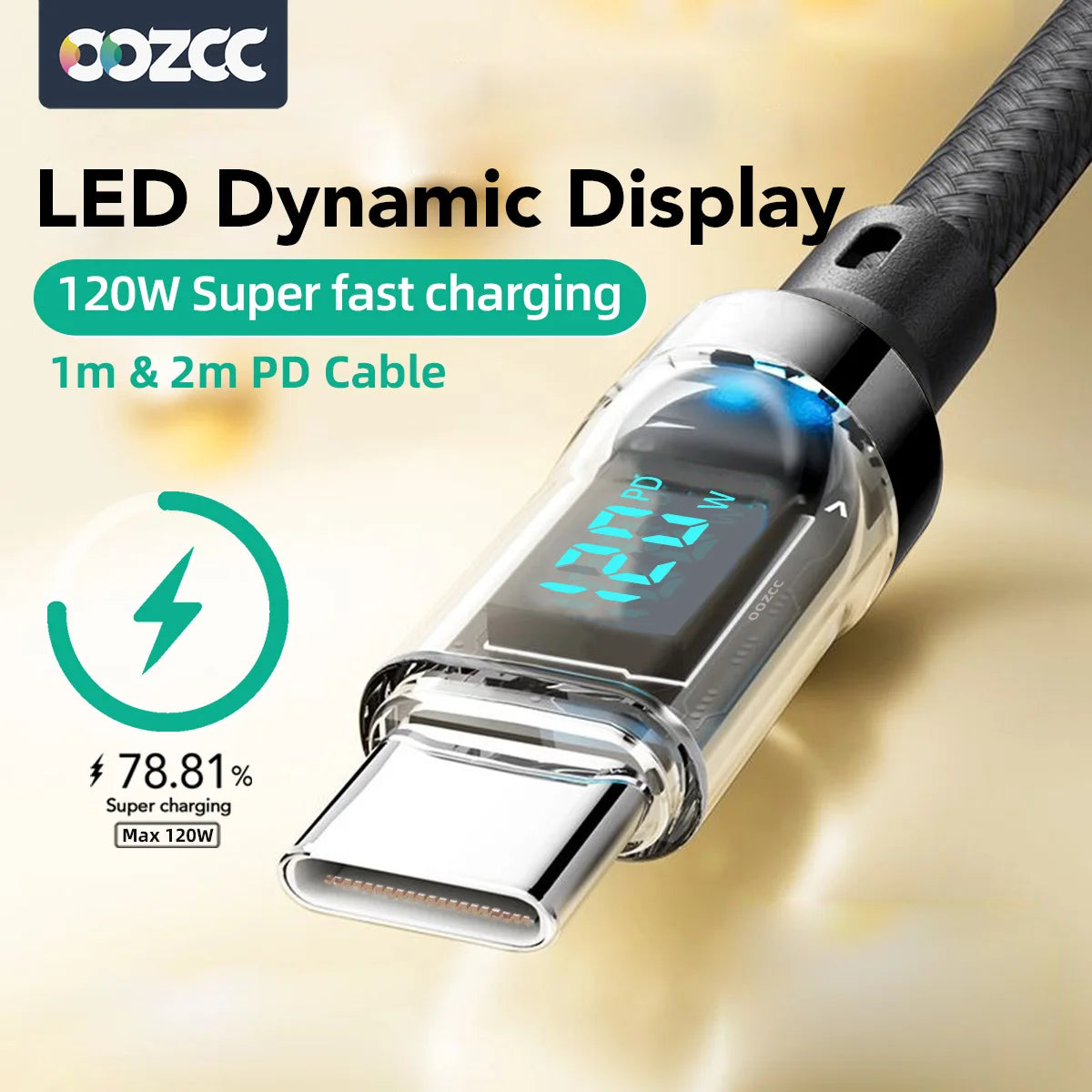 OOZCC Cable USB-C a Lightning 120W Carga Rápida MFi - Corporación Turística