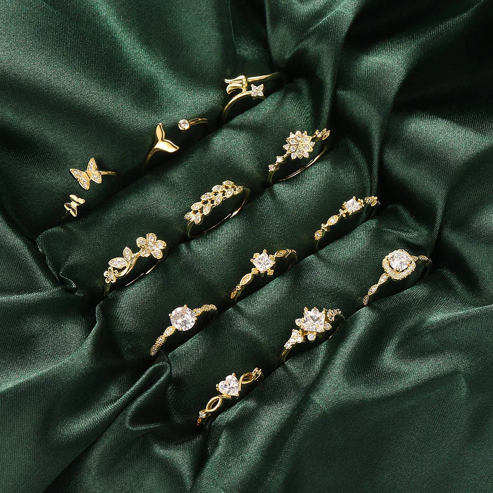 Anillos Mariposa y Sirena Ajustables Mujer | StoneAge | Baño Oro 14K - Corporación Turística