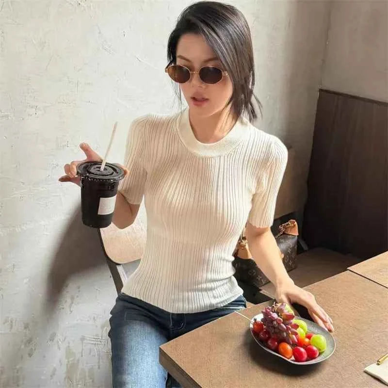 Blusa Punto Verano Mujer Cuello Redondo SURE XIAO STORY Casual