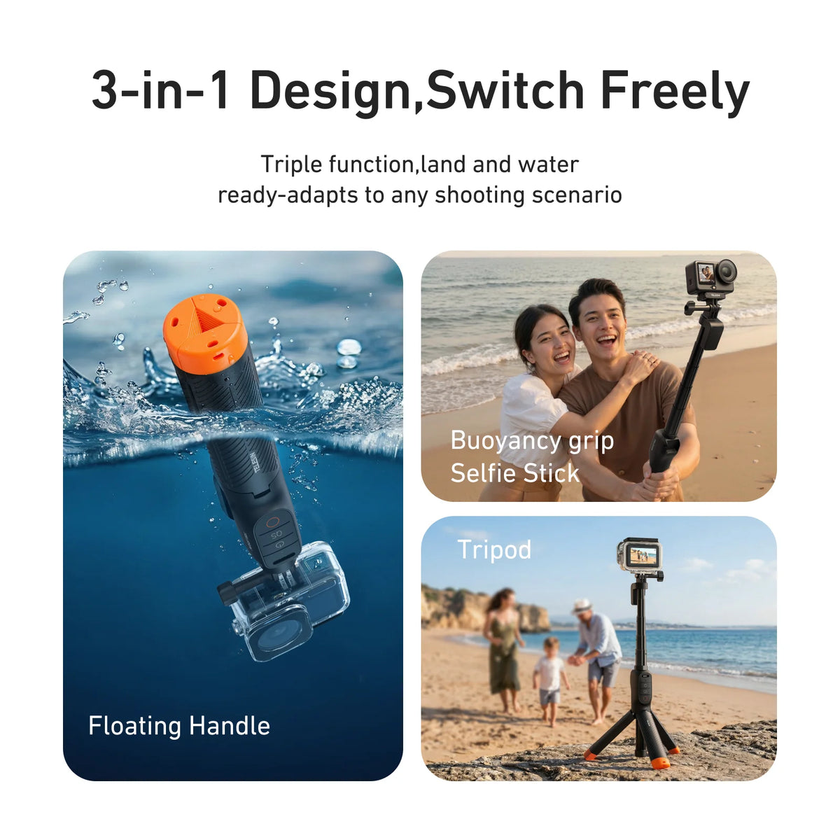 Control Buceo TELESIN para DJI OSMO Action: Palo Selfie Flotante + Trípode - Corporación Turística