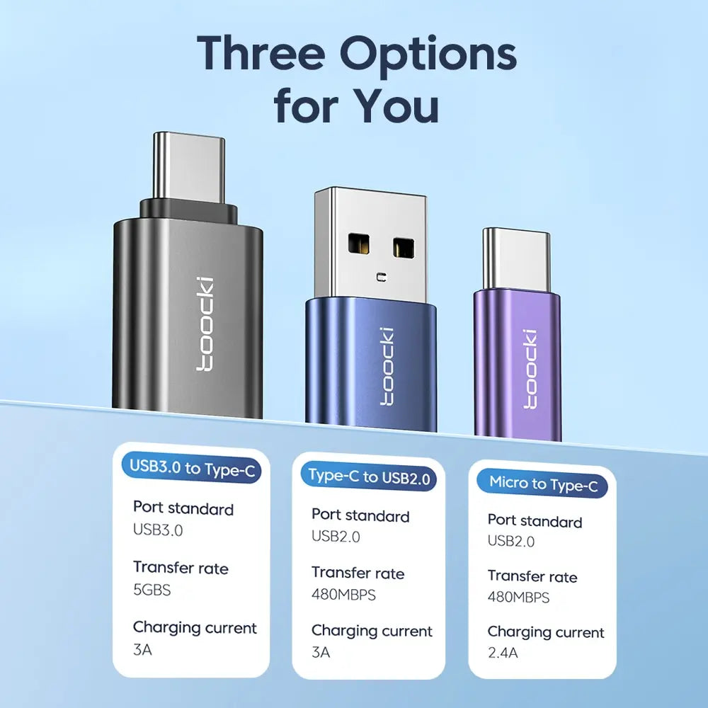 Adaptador USB-C Macho a USB-A Hembra Toocki: Conexión Rápida