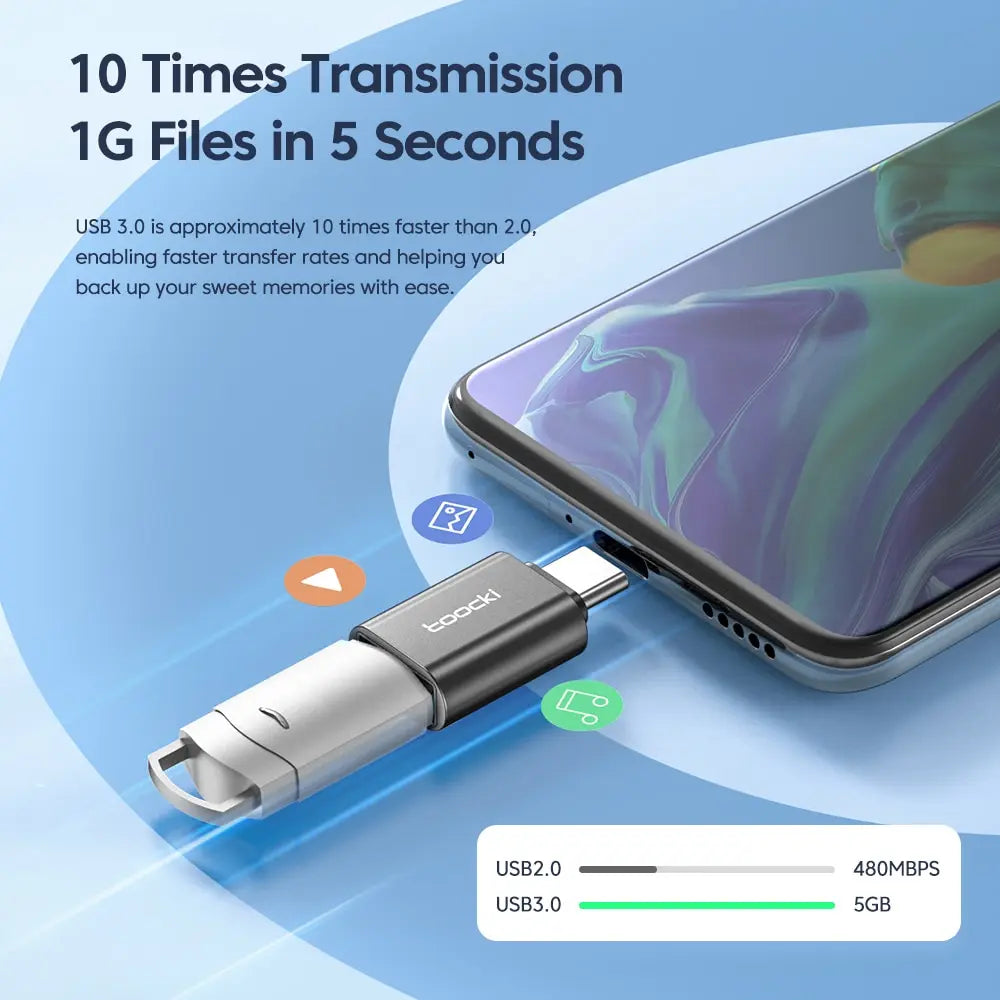 Adaptador USB-C Macho a USB-A Hembra Toocki: Conexión Rápida