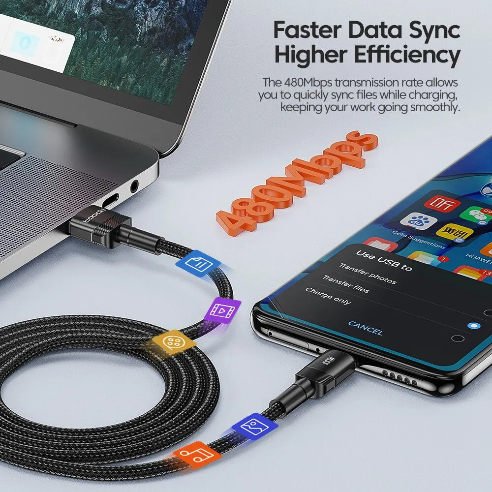Cable USB-C Carga Rápida Toocki 100W PD - Conector Lightning/Tipo-C