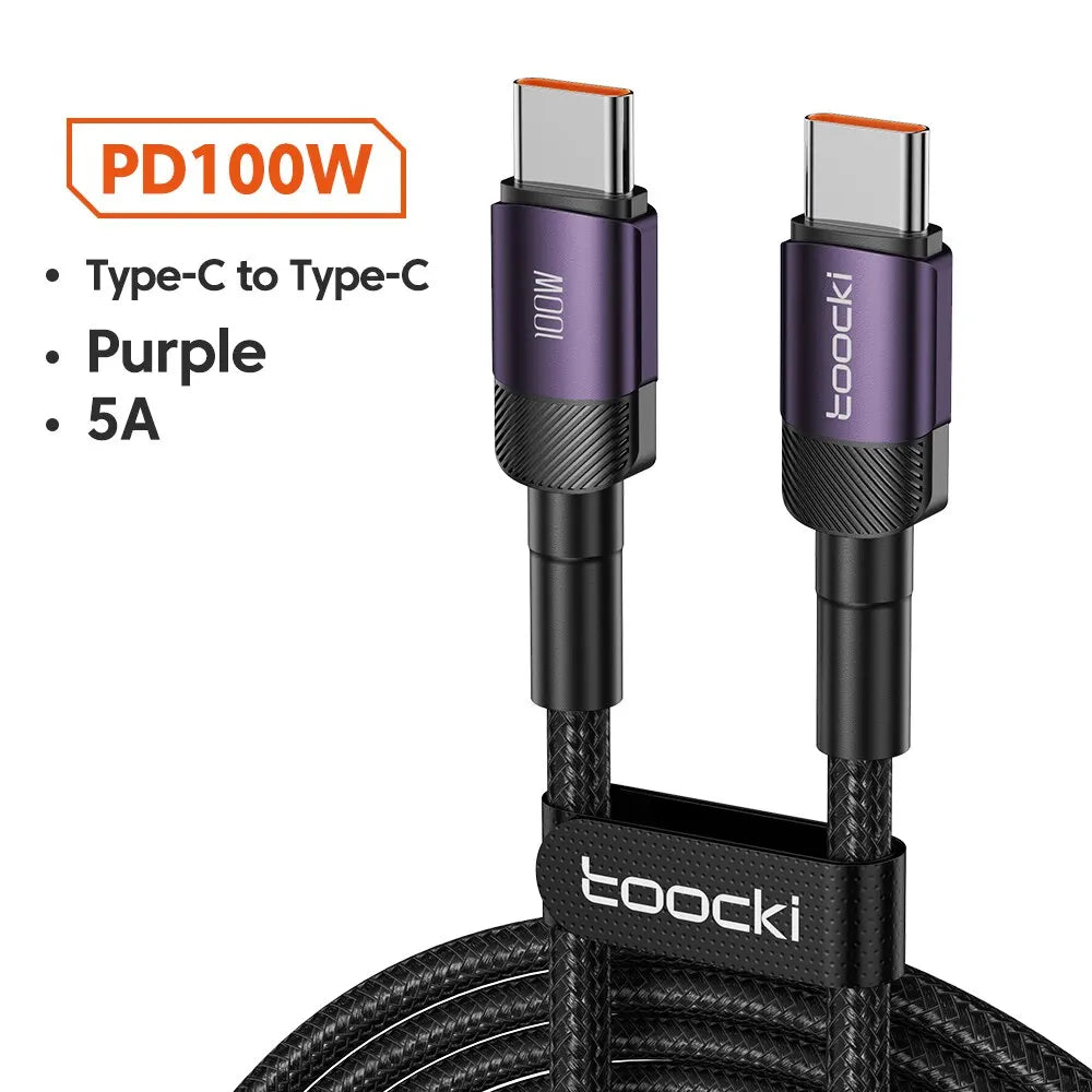 Cable USB-C Carga Rápida Toocki 100W PD - Conector Lightning/Tipo-C