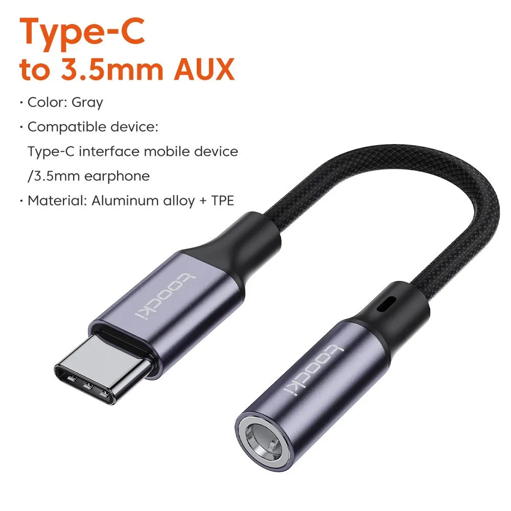 Toocki Adaptador USB-C a 3.5mm: Audio y Llamadas Hi-Fi