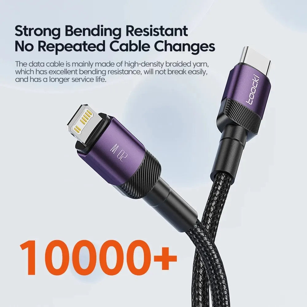 Cable Carga Rápida Toocki PD 20W USB-C a Lightning - Carga Segura