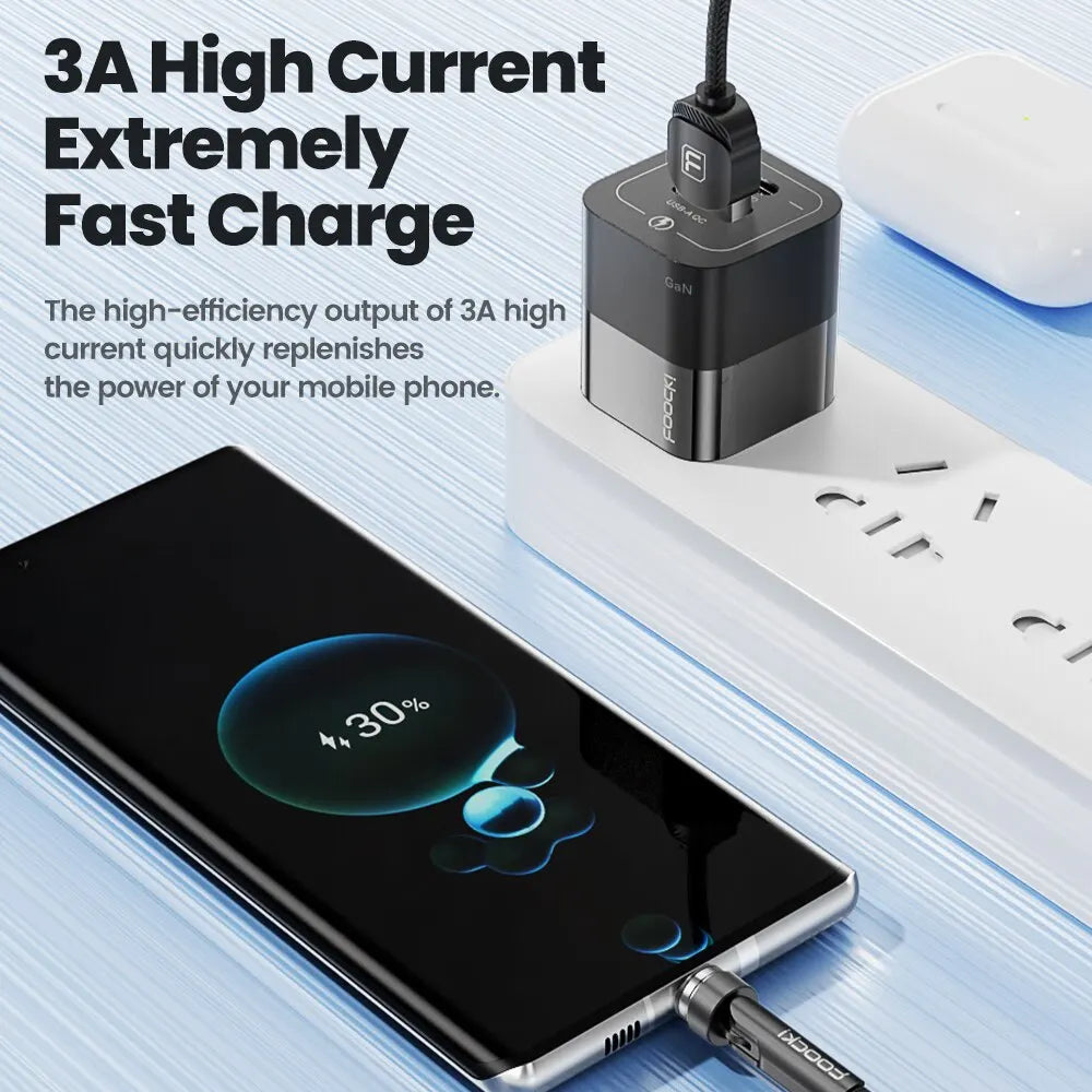 Cable Magnético USB-C Giratorio Toocki 3A Carga Rápida y Datos