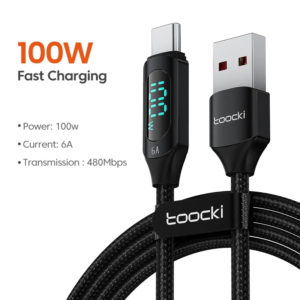 Cable USB-C Toocki 100W Carga Rápida para Huawei, Samsung