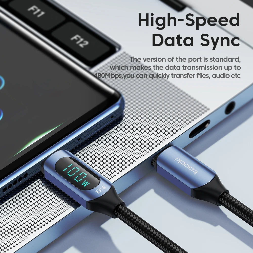 Toocki Cable USB-C 100W PD Carga Rápida Pantalla Digital Mac/iPad