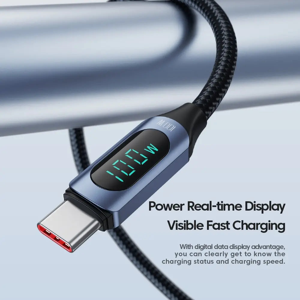 Cable USB C a C 100W PD Carga Rápida Toocki - Pantalla Digital LED