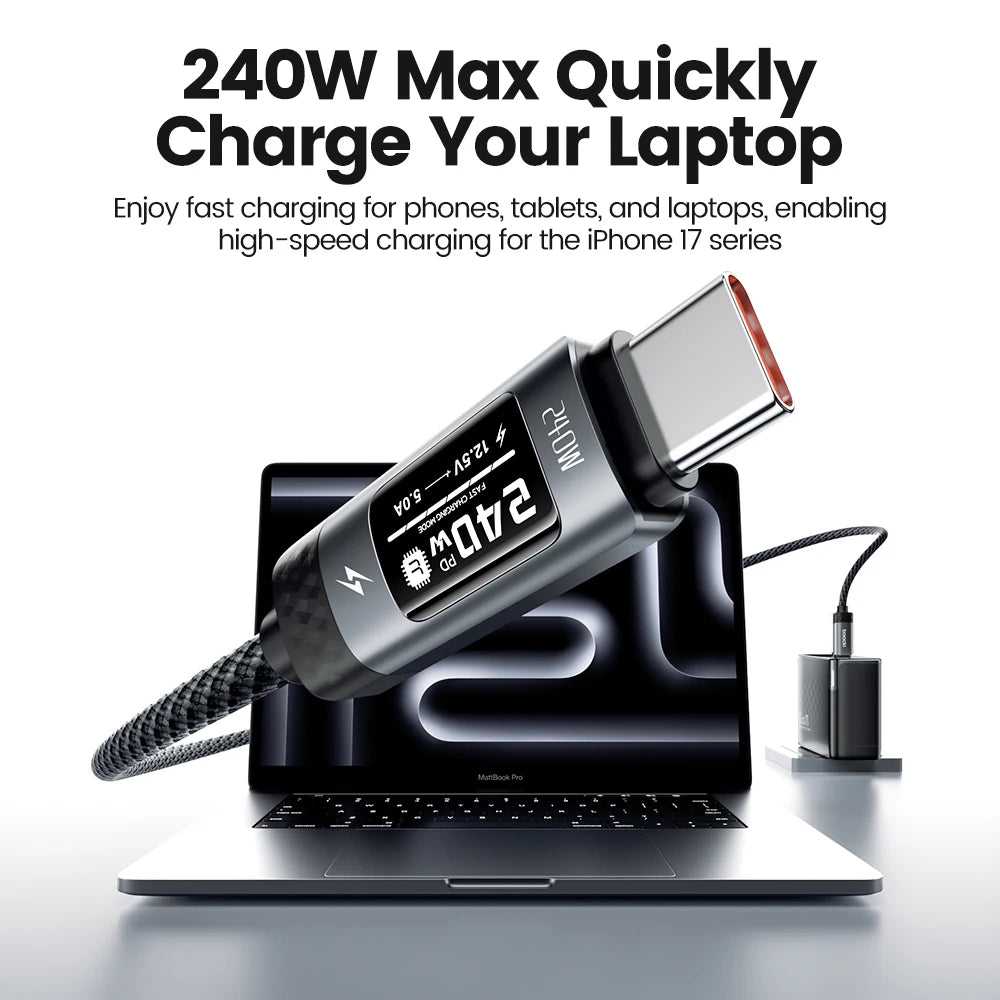 Cable USB C 240W Toocki OLED Carga Rápida PD 3.1 480Mbps